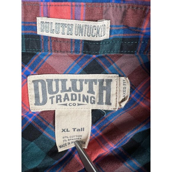 Men's Duluth Trading Co Long Sleeve Plaid Flannel Button Up Shirt Pink XL Tall - Picture 10 of 11